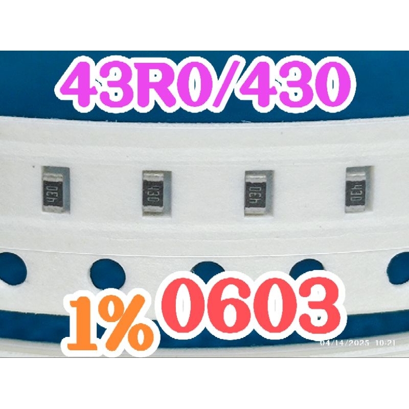 10 ชิ้นตัวต้านทานชิป smd 43R0 430 1% ขนาด 0603 1608 43ohm 43 ohm 43R OHM