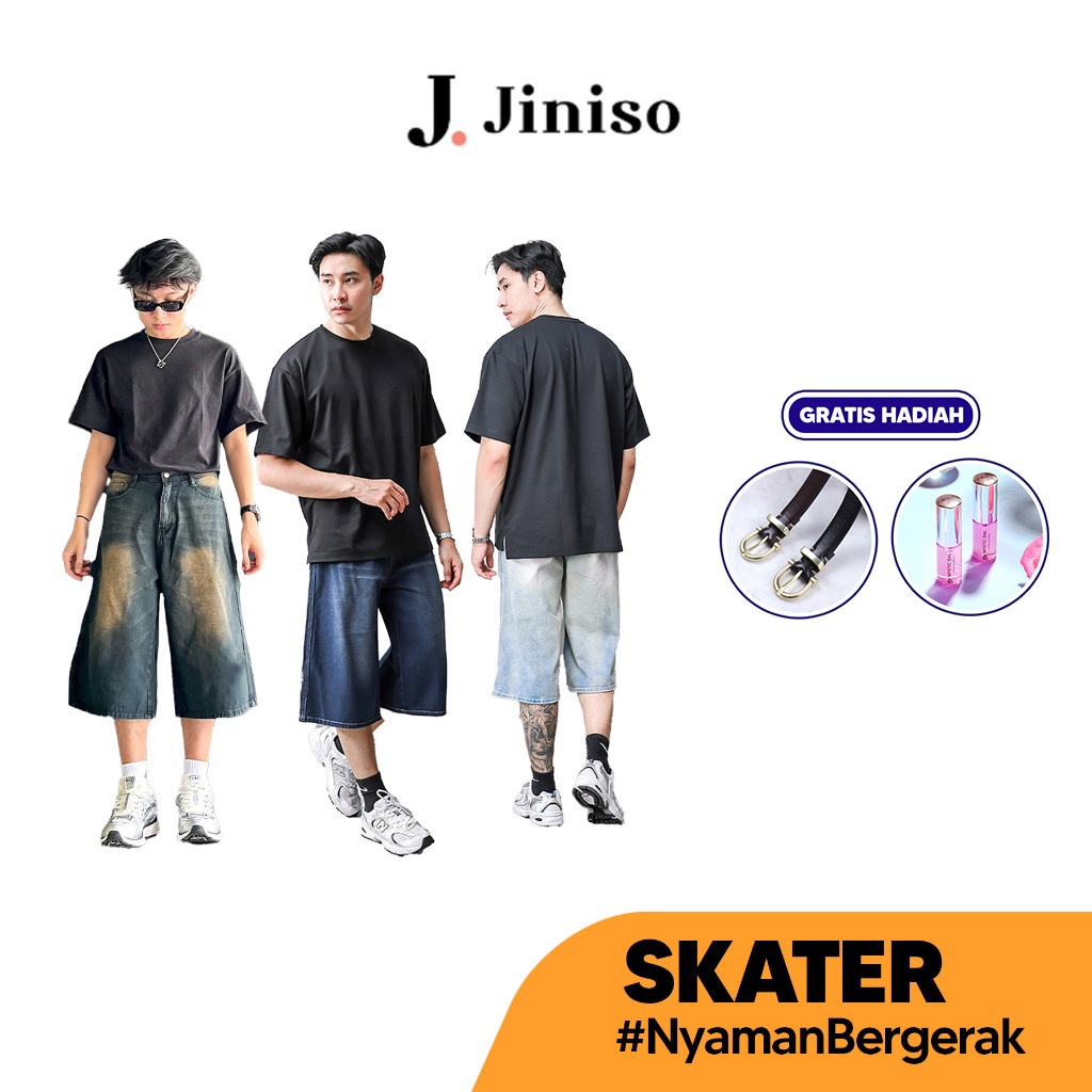 [ของขวัญฟรี] Jiniso Jorts Baggy Short Jeans Men