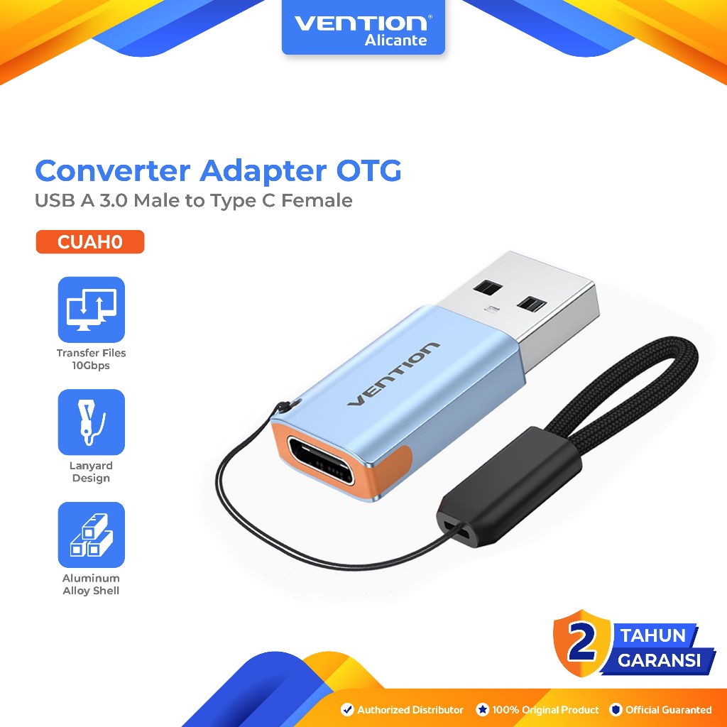 Vention อะแดปเตอร์แปลง OTG USB A 3.0 Male to Type C Female รองรับ AFC QC FCP โปรโตคอลชาร์จเร็วพร้อมเ