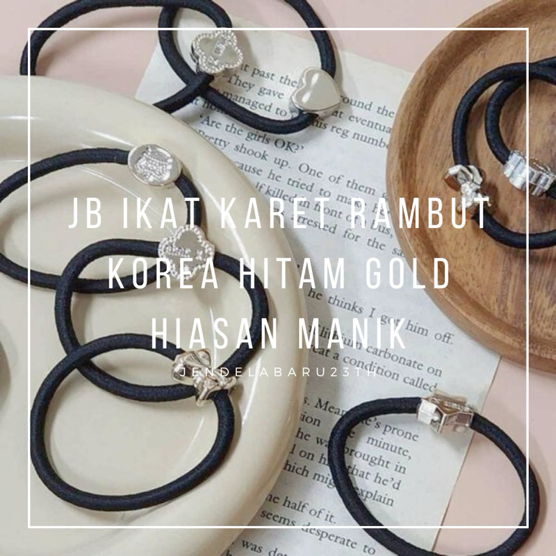 JB KOREAN HAIR BAND BLACK GOLD BEAD DECORTATIONS