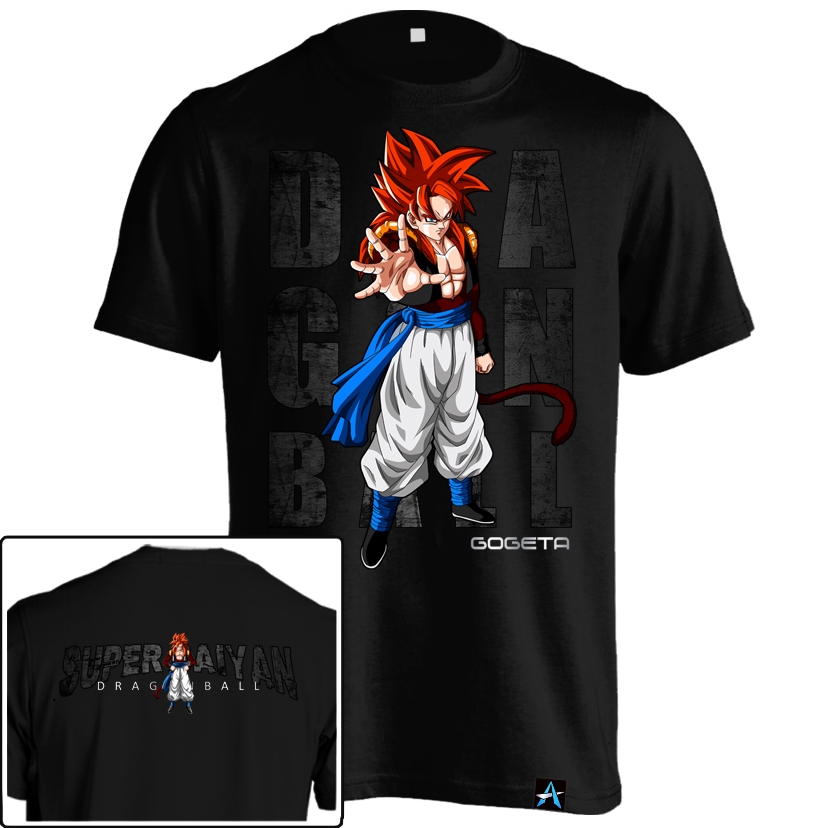 Super Saiya Gogeta Dragon Ball ANM-26 อะนิเมะเสื้อยืด SSJ4 Son Goku Vegeta DragonBall เสื้อ
