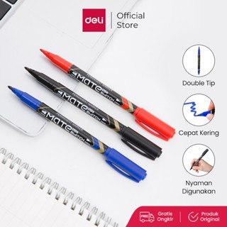 Deli Permanent Marker - 2-tip 0.5 มม./1.0 มม. แห้งเร็วปลอดสารพิษ EU104X0