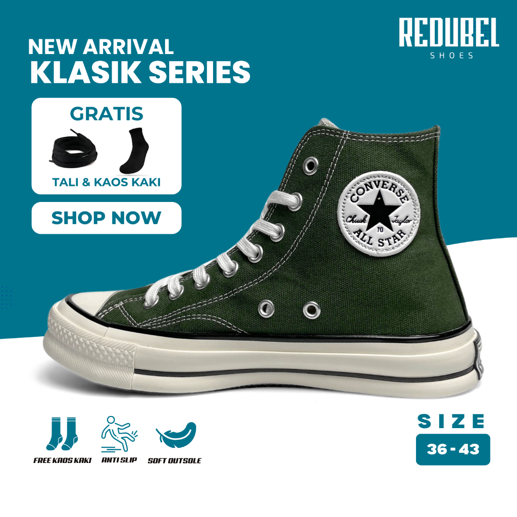 Converse All Star 70s Army Chuck Taylor รองเท้าผ้าใบลําลอง High BIG SIZE 45-46