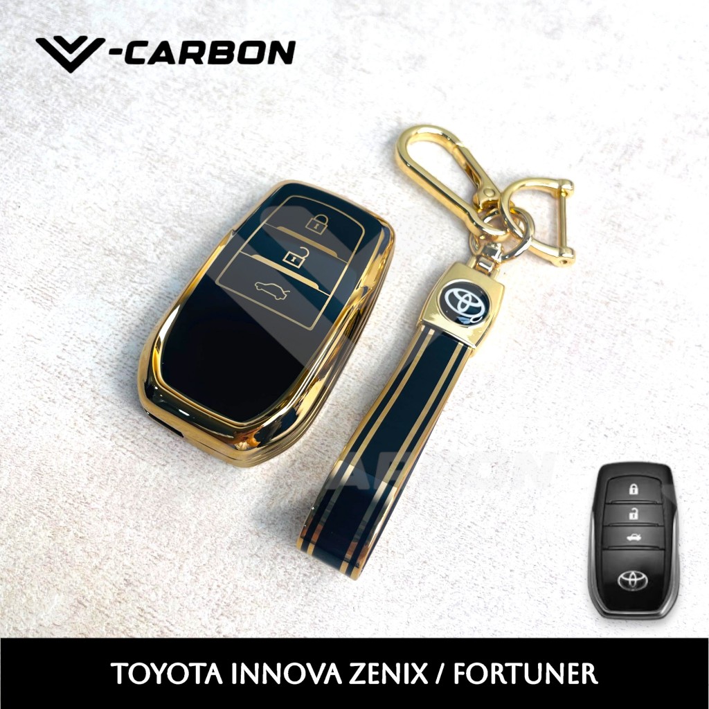 V-Carbon TPU Key Smartkey Casing Cover Key Case Soft Case Toyota Innova Zenix Q Hybrid / Fortuner 2.