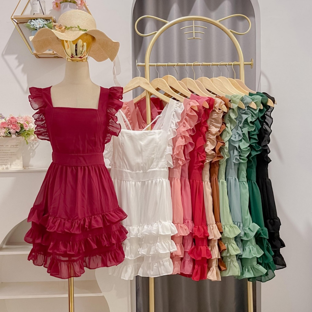 [ INSUN ] FAELLA RUFFLE DRESS | TIERED RUFFLE MINI DRESS สําหรับผู้หญิง