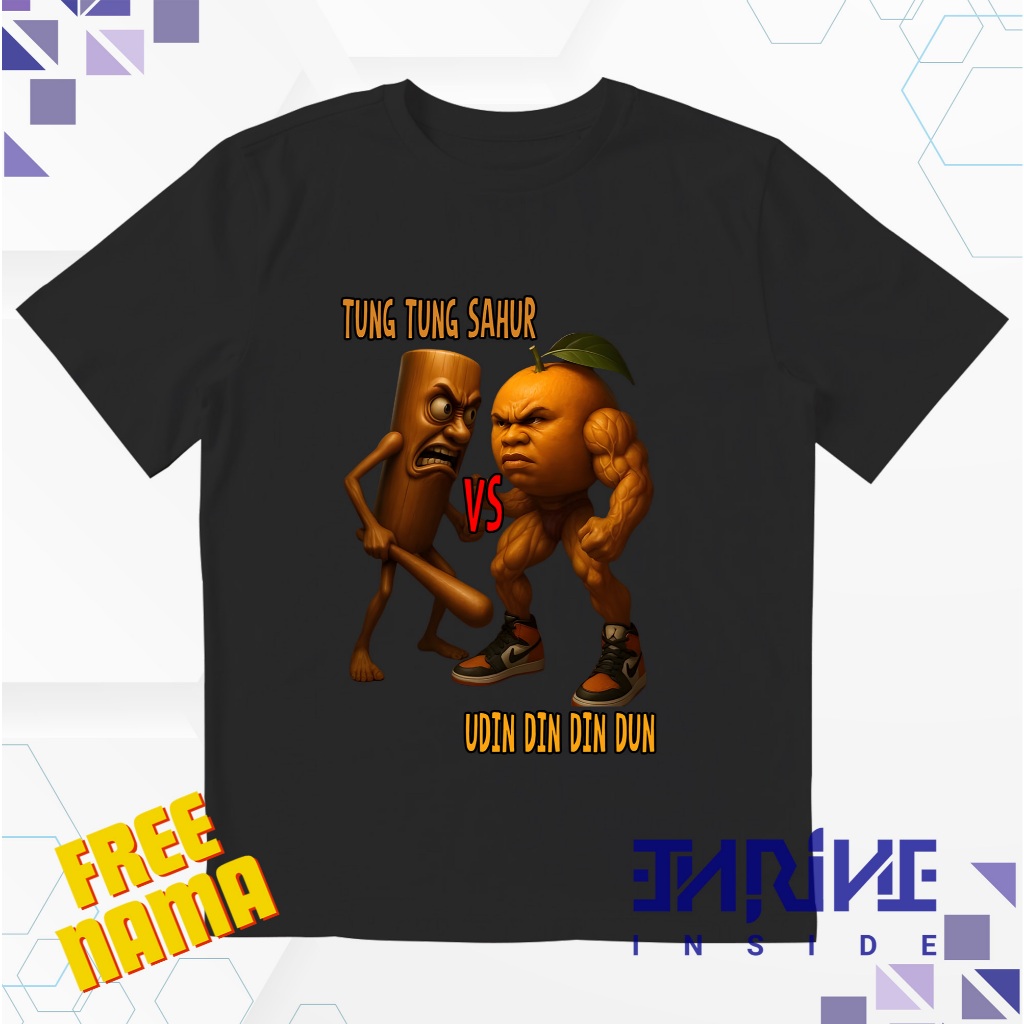 FREE NAME เสื้อยืดเด็ก Anomali TUNG TUNG SAHUR VS UDIN DIN DIN DUN / เสื้อผ้าเด็ก Anomali TUNG SAHUR