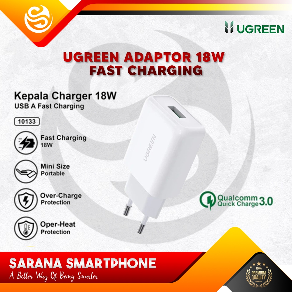 [รับประกัน 1 ปี] UGREEN Adapter 18W QC3.0 Fast Charger สีขาว / 10133 | อะแดปเตอร์ UGREEN | อะแดปเตอร