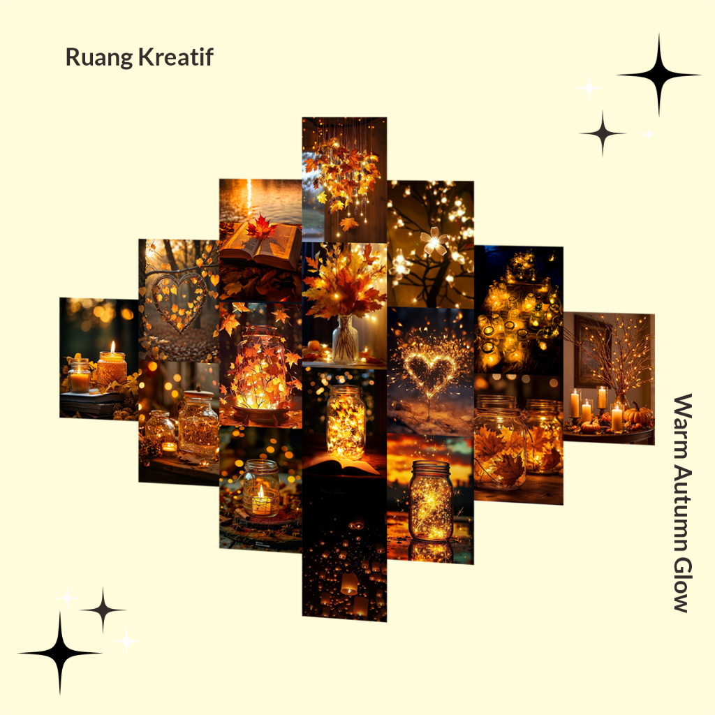 [ CREATIVE ROOM] - AUTUMN GLOW Aesthetic Poster 16 PCS Aesthetic Wall Decorative Wall Decor ความงาม