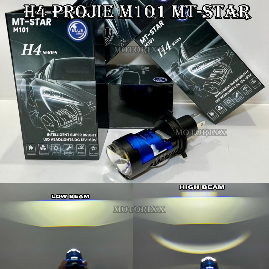 MT STAR - ต้นฉบับ MINI LED PROJECTOR H4 M101 MTSTAR BLUELENSE รถรถจักรยานยนต์ MATRIX HEADLIGHT HEADL