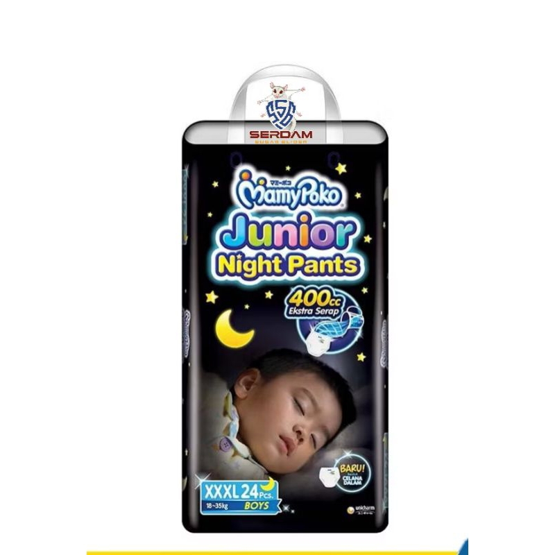 (Repack) JNP 3XL / XXXL Boy RETAIL SINGLE Mamypoko Junior Night pants Diaper Boys Diaper Repac repak