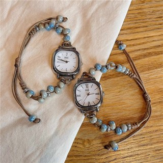 DGC W409 Jam Tangan Wanita Kotak Serut Stainless Jam Tangan Wanita Quartz Dengan Strap Rantai COD