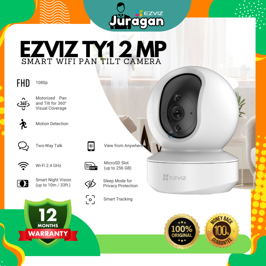 Ezviz TY1 2MP Smart Wifi Pan Tilt IP Camera กล้องวงจรปิดในร่ม 1080p