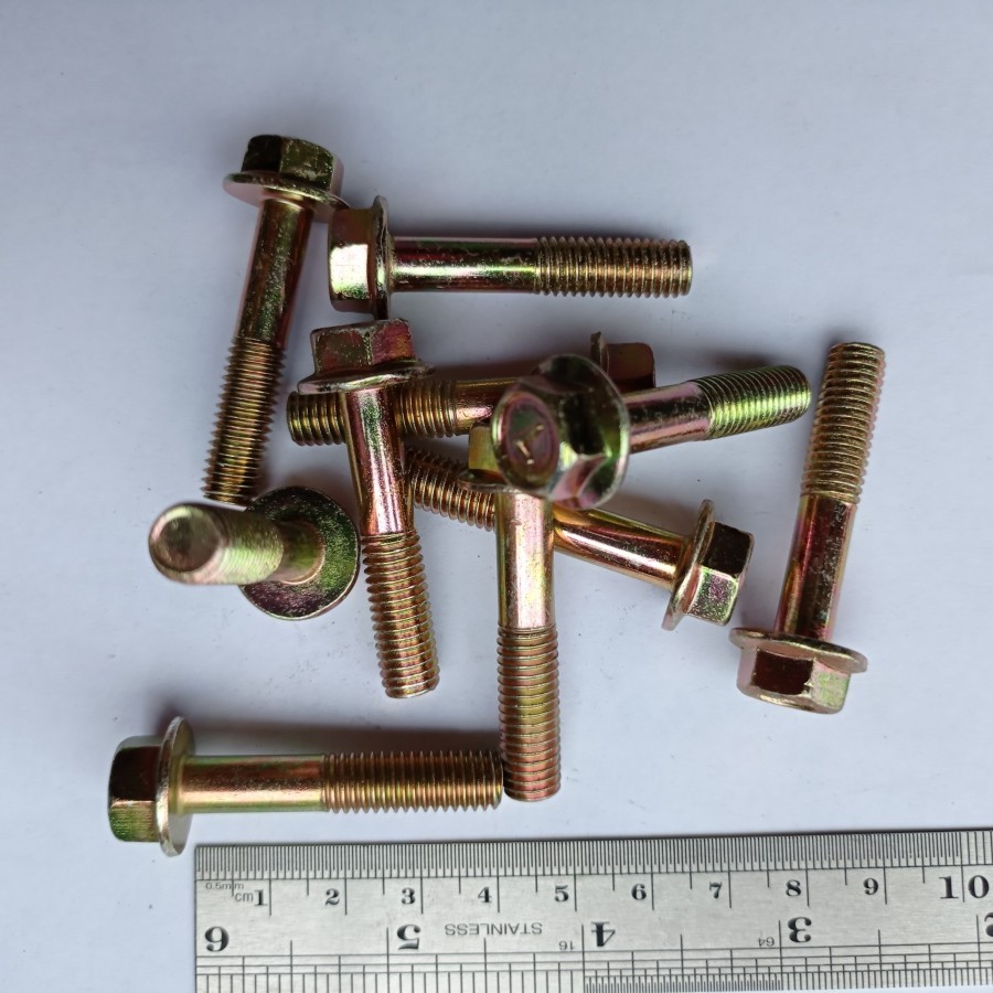 M8X40 สีเหลืองหมวก BOLT FLANGE BOLT M8 X 40 KEY 12 LENGTH 4 ซม. 4 ซม.BAUD M8X40 8X40 8 X 40 40 40 มม