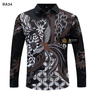 Kemeja Anggoro Batik Motif Hadinata - Atasan Kemeja Baju Batik Pria Cowok Laki Laki Lengan Panjang Lapis Furing Slim Fit Original Bahan Katun Halus Premium Modern