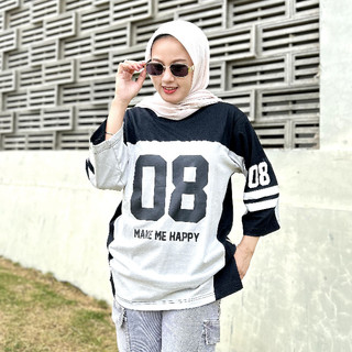 Kaos Baseball Number / Oversize LD 120 Wanita Lengan 7/8 / T-shirt Sporty Premium