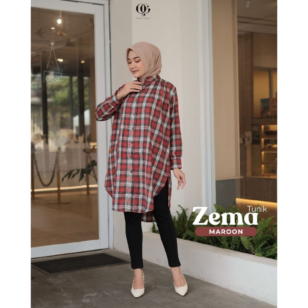 Zema Womens Tunic, Modern Tunic, Simple, Checkered Pattern