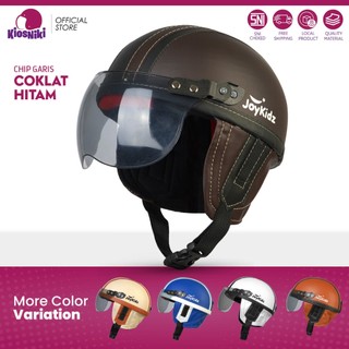 Helm Anak Retro Chips Ukuran Lingkar Kepala Max 47cm 1 - 4 Tahun Polos Kulit Premium Laki Laki Perempuan SNI Sepeda Warna Lucu