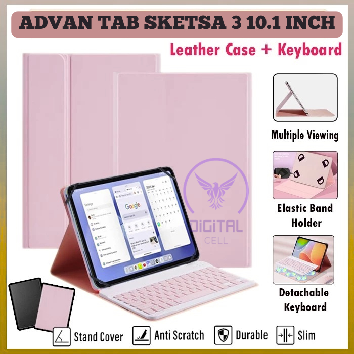 Advan Tab Sketch 3 10.1 นิ้ว Folio Case Non/ทัชแพดคีย์บอร์ด Bluetooth Book Cover Slim Stand Leather 