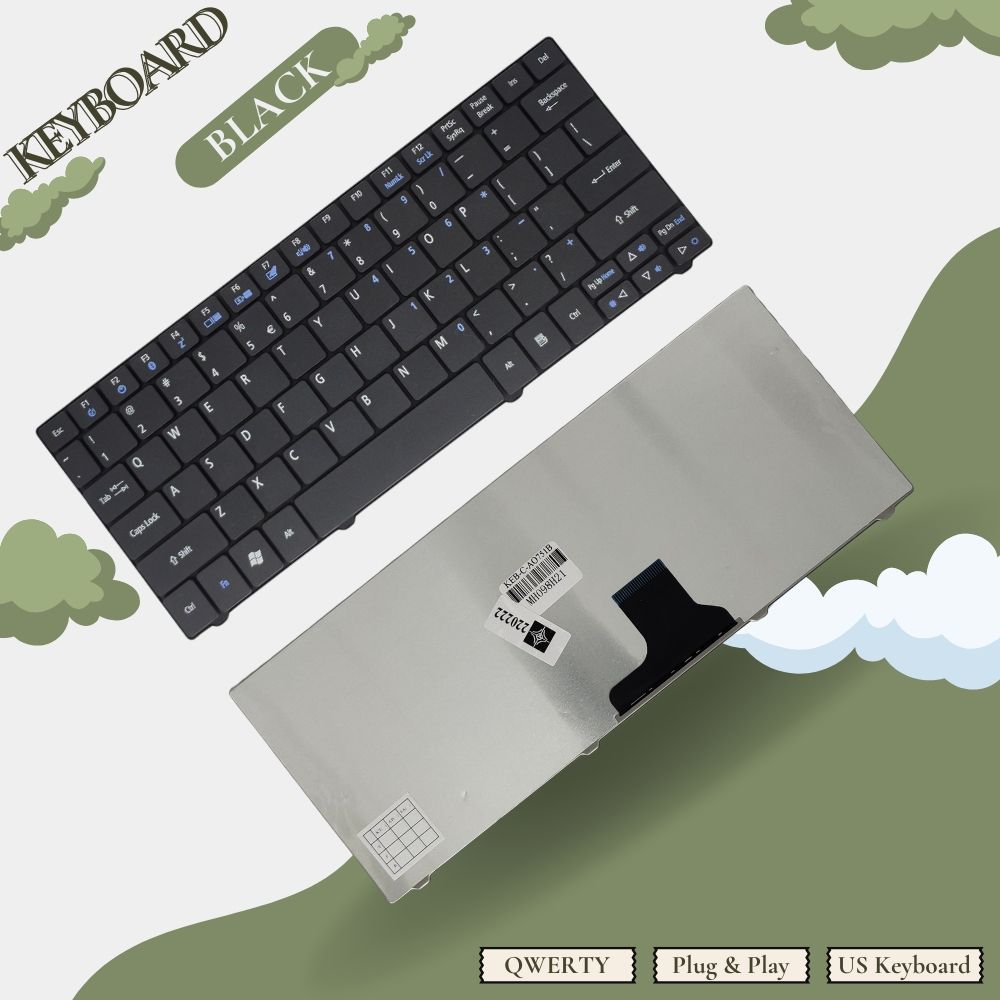 คีย์บอร์ดคุณภาพดีที่สุด Acer Aspire One 722 721 753H 751 751H 1830T สีดํา - รับประกัน