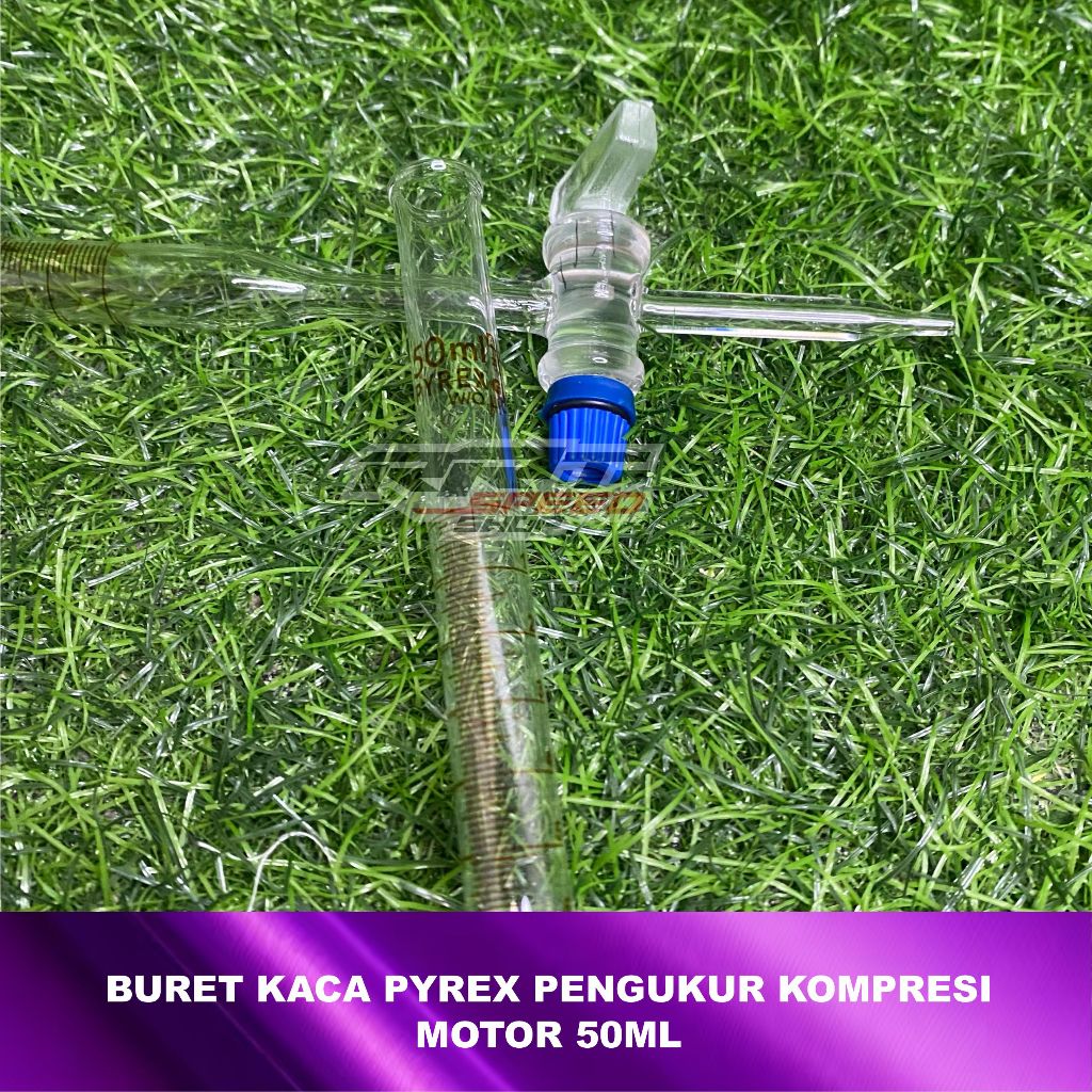 PYREX GLASS BURET TOOL MOTORCYCLE COMPRESSION MEASUREMENT 25ML 50ML