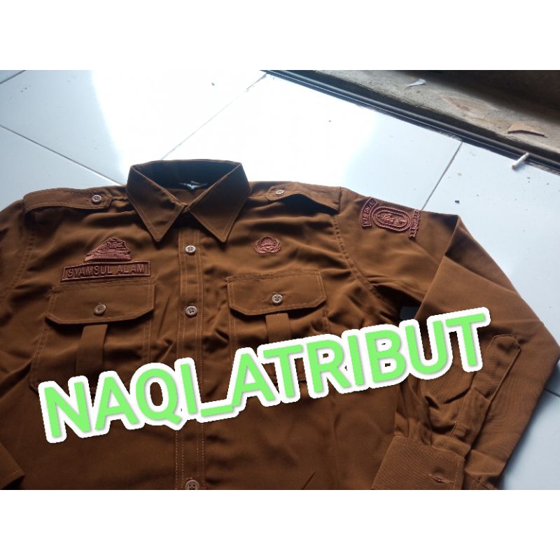 KHAKI ASN UNIFORM SET, CRUIL SERVANT UNIFORM, TEACHER UNIFORM, RAISED EMBROIDERY