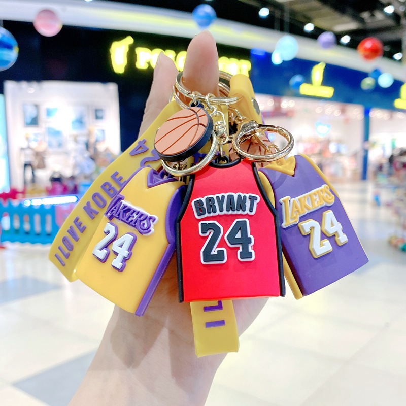 GANTUNGAN NARA กระเป๋าบาสเก็ตบอลพวงกุญแจ NBA Kobe Bryant Lakers Jersey พวงกุญแจเสื้อยืด