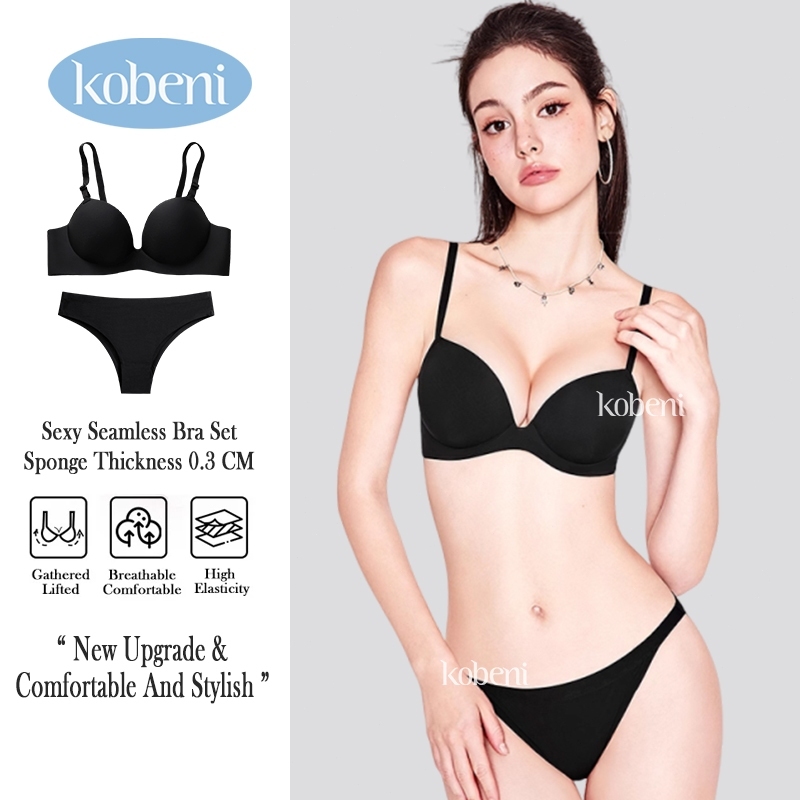 ข้อเสนอจํากัด!! (Indonesia Stock) KOBENI Push up Bra Set Thin Foam No Wire (BH + CD) Size