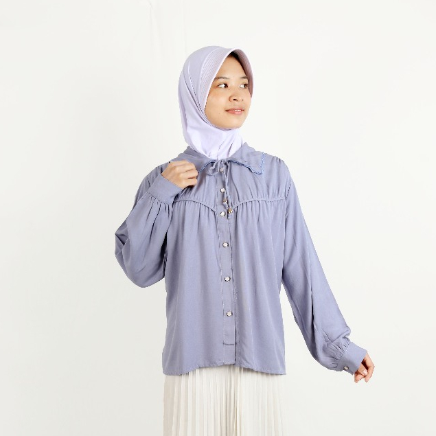 KEMEJA BKA Jiwon Ribbon Blouse/Shirt - เสื้อท็อปสตรีสุดชิค