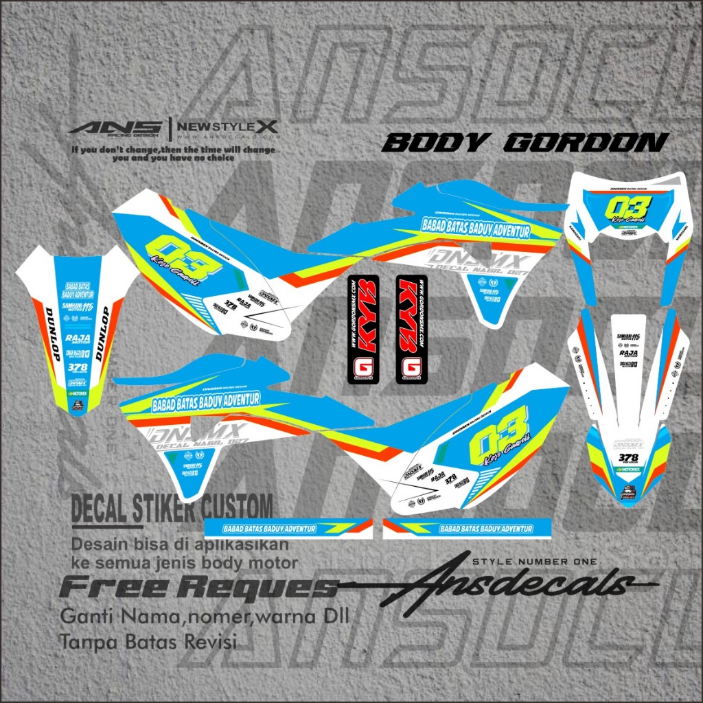 สติ๊กเกอร์รูปลอก KLX GORDON FULL BODY DECAL GORDON DECAL STICKER VARIATION KLX GORDON ฟรี REQUEST