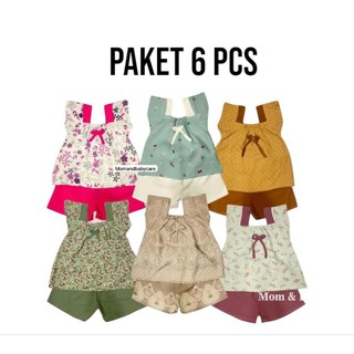 Paket Hemat 6 pcs Setelan Anak Cewek/Perempuan Harian bahan katun rayon adem random warna