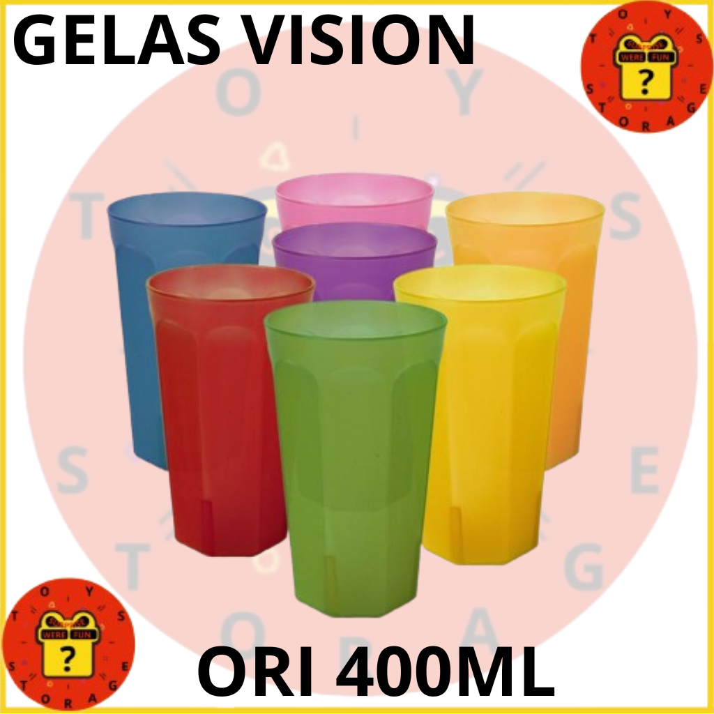 TI - VISION 400 ML ถ้วยเครื่องดื่มพลาสติกสีสันสดใสดั้งเดิม