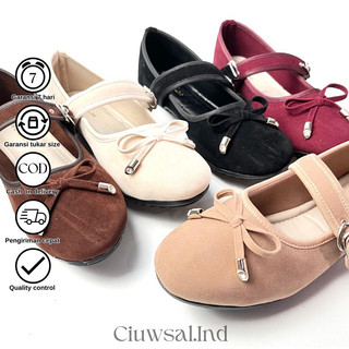Ciuwsal Sepatu Wanita Flatshoes Motif Tali Pita Super Empuk Nyaman Elegan Kekinian