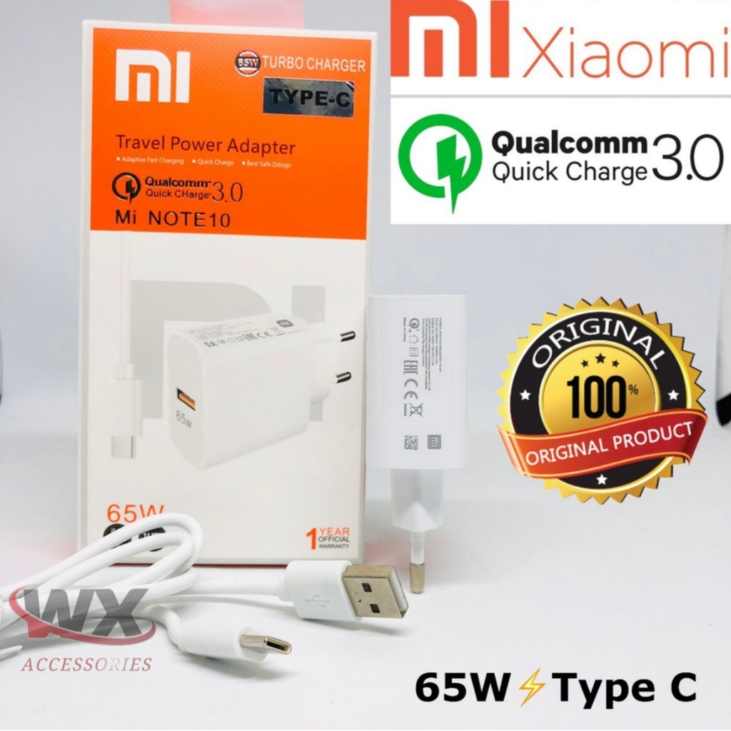 [ CHARGER ] Xiaomi Mi note 10 65W Fast Charger GaN Tech 65W MAX Type C