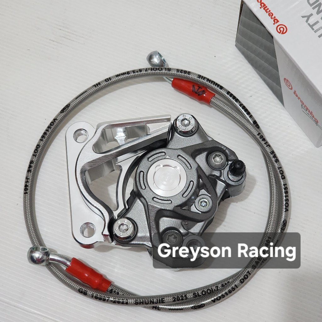 Bracket plus caliper brcmbo coin 2 ลูกสูบ assy babet เหรียญสีเทา + สายยางสําหรับ jupiter z /v1 / นกฮ