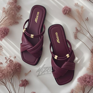 Sandal Slip On Wanita Platform Korean Style Model Tali Silang Terbaru