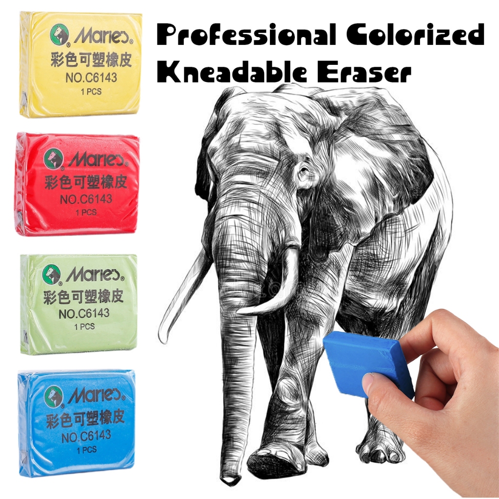 C6143 MARIES ยางลบนวดได้ ยางลบดินเหนียวสีสันสดใส ยางลบศิลปะนวดได้ Uli Eraser