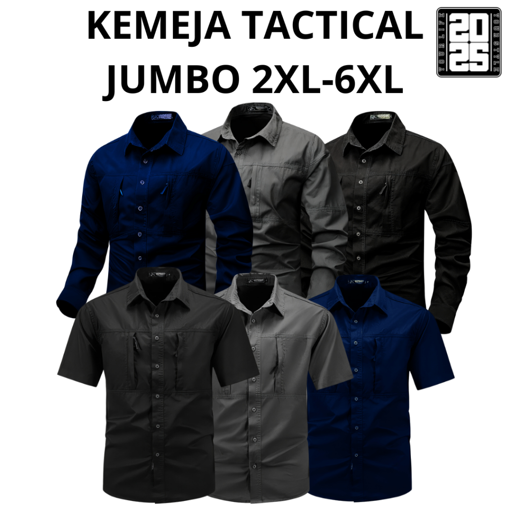 เสื้อเชิ้ตยุทธวิธีผู้ชาย Jumbo 6XL 5XL 4XL 3XL 2XL