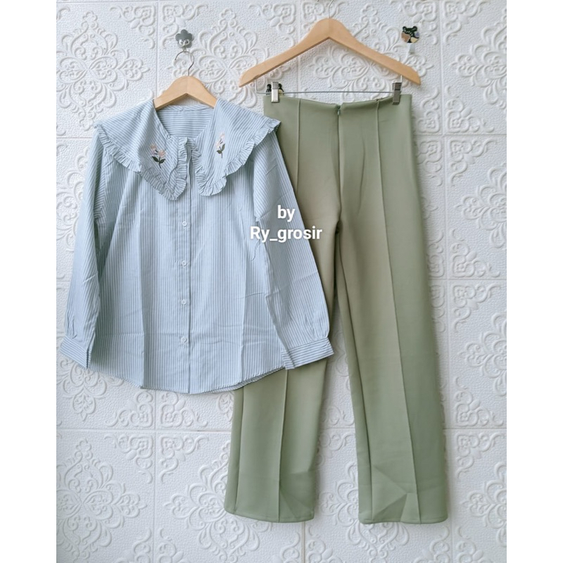ชุดเซ็ตผู้หญิง KATUN Anora: เสื้อเชิ้ตผ้าฝ้ายนุ่มและกางเกง Scuba