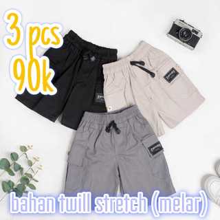 PROMO ( 3 PCS ) Celana Cargo Pendek Anak Usia 1 - 12 Tahun twill stretch celana pendek anak tebal melar
