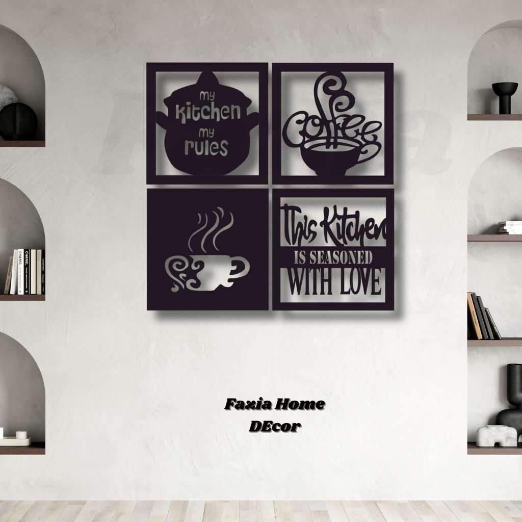 3D AESTHETIC KITCHEN WALL DECORATION 4 PANEL KITCHEN WALL DECOR