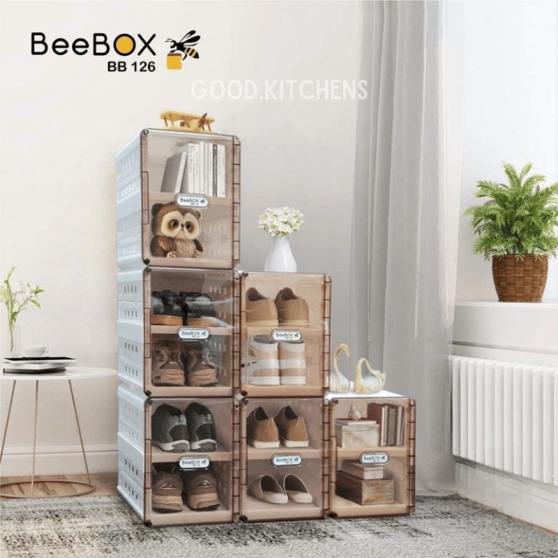 G304 NAPLLY BEE BOX 2 TIER MULTIPURPOSE CABINET SHOE PLACE SKINCARE PLACE TRANSPARKENT FOLDING RACK