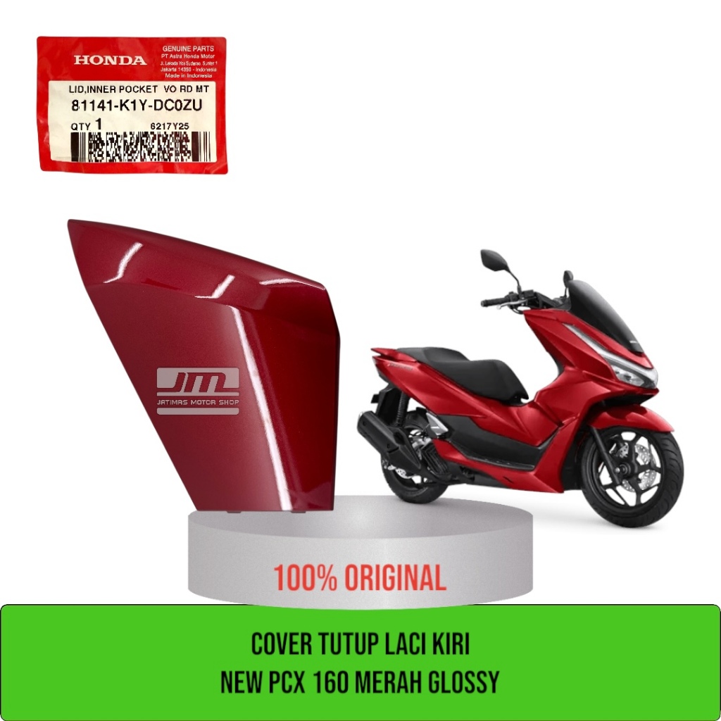 MERAH New pcx 160 ด้านนอกลิ้นชักซ้าย ฝาครอบมันสีแดง 81141-K1Y-DC0ZU