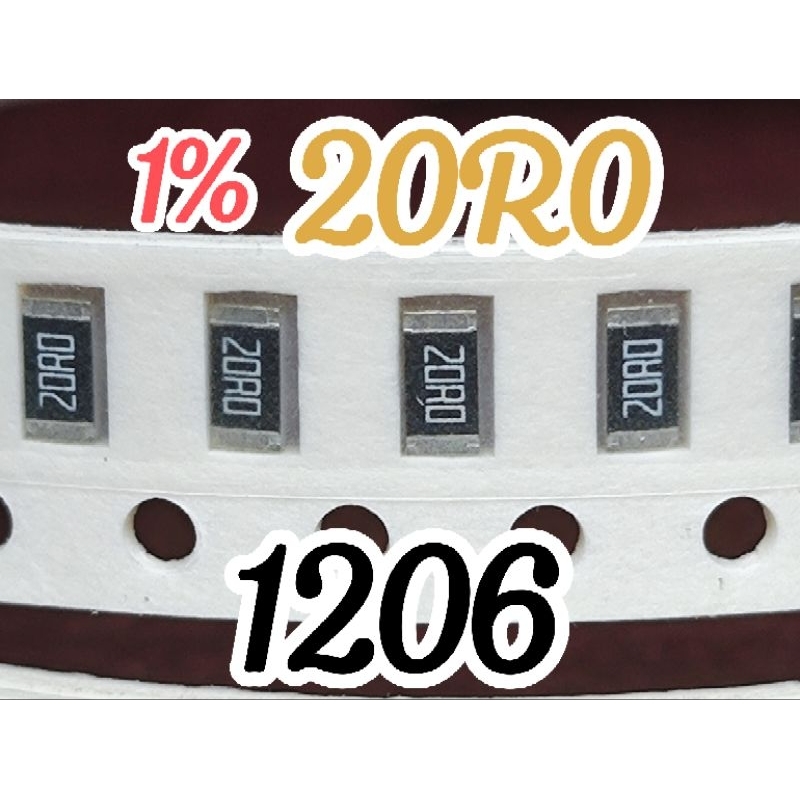 10 ชิ้น ตัวต้านทานชิป smd 20R0 1% ขนาด 1206 3216 20ohm 20 โอห์ม