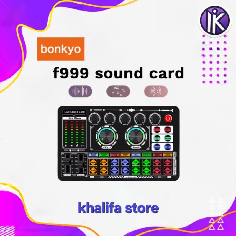 Bonkyo F999 การ์ดเสียงสด Live Mixer อุปกรณ์ต่อพ่วงคอมพิวเตอร์สําหรับเสียงคาราโอเกะการ์ดเสียง Live HP
