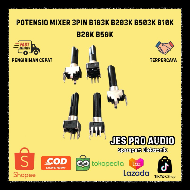 POTENSIO MIXER 3PIN B103K B203K B503K B10K B20K B50K