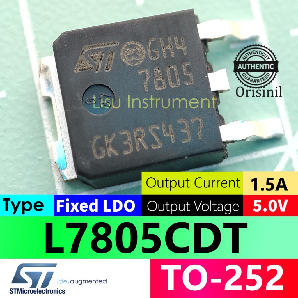 L7805CDT 1.5A Fix 5V LDO Regulator 7805 SMD TO-252 DPK STMicroelectrics เดิม