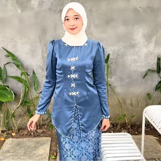 TERBARU!!!! Alana One Set Baju Kurung Melayu Rok Songket Modern Premium Termurah | Atasan Baju Kurung Wanita Terbaru Kekinian | Setelan Kondangan Bridesmaid | Kebaya Pesta Mix Full Payet Bahan Satin Lembut | One Set Malaysia | ada mahogani