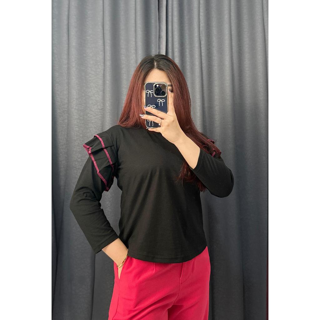 KATUN Zexys Karenchao Womens Top Long Sleeve Premium Womens T-Shirt 24s Combed Cotton Material Cute 