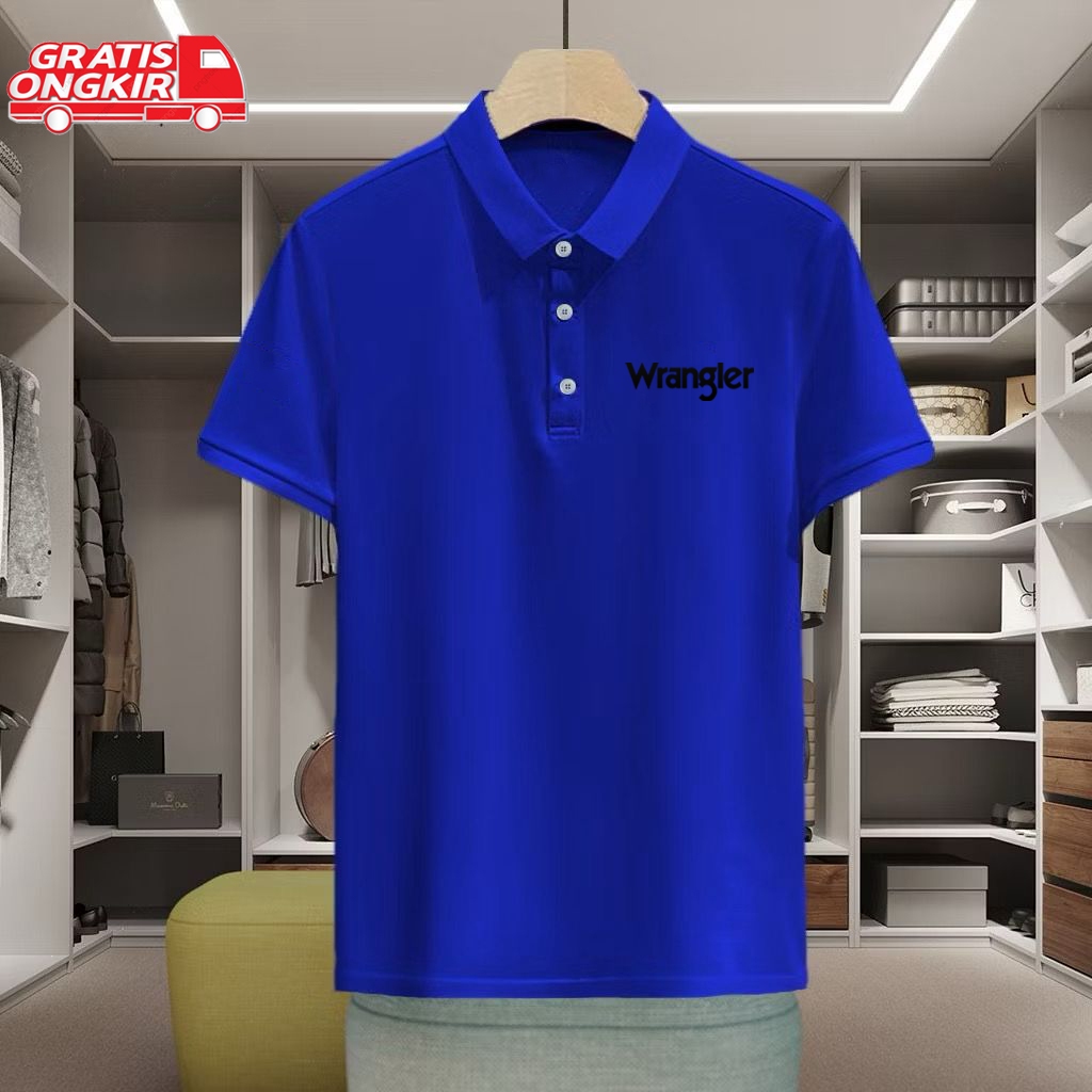 Wangler Polo Shirt Black Motif Mens Short Sleeve Premium Unisex Collar Shirt