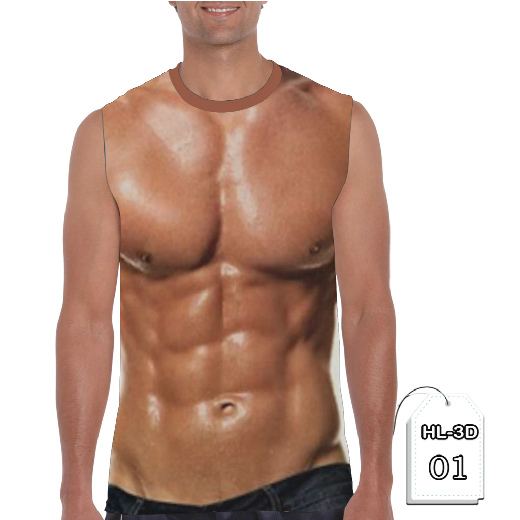 SLEEVELESS SIXPACK FULL PRINTING T-SHIRT ADULT 3D Premium T-SHIRT COOL T-SHIRT / Sixpack SHIRT